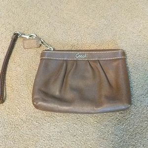 Brown Leather Coach Wristlet